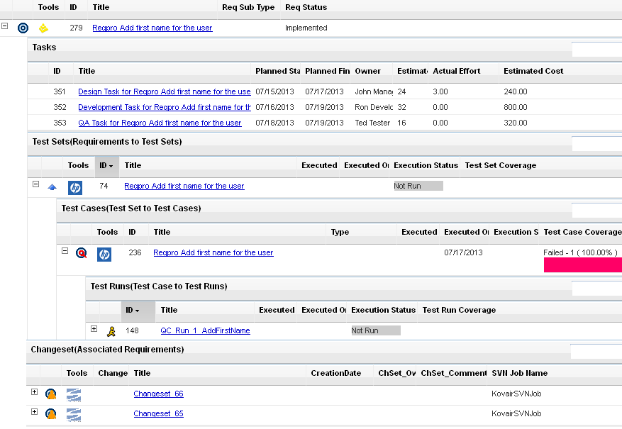 Traceability screen