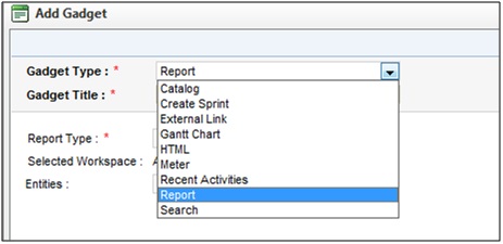 Gadget Types available in Kovair
