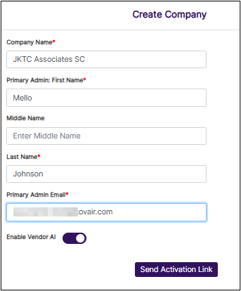 Create Company modal