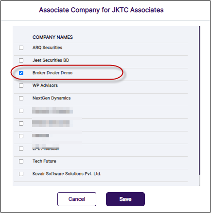 Associate Company view