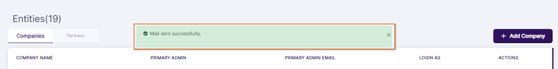 Success notification