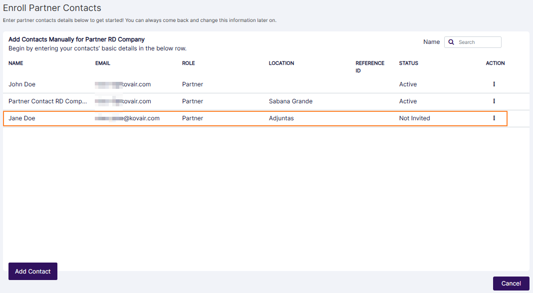 New Contact populates the grid view