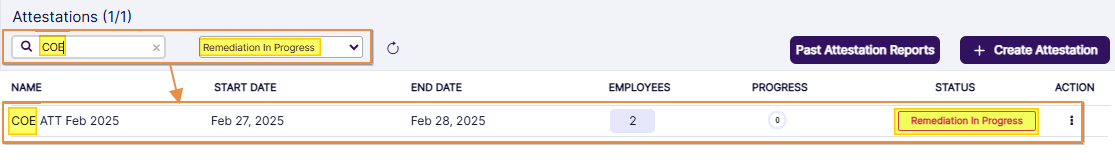 Search result generated based on filters set