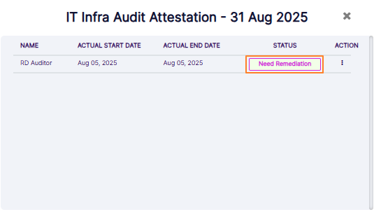 Need Remediation option of the attestation dialog box