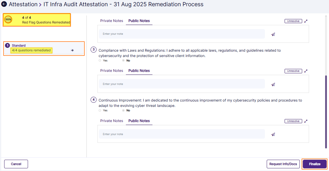 Enabled Finalize button
