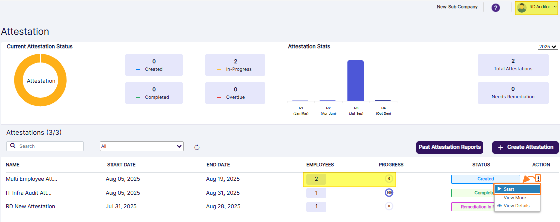 Created STATUS label and Start context menu