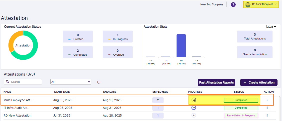 Attestation Info view