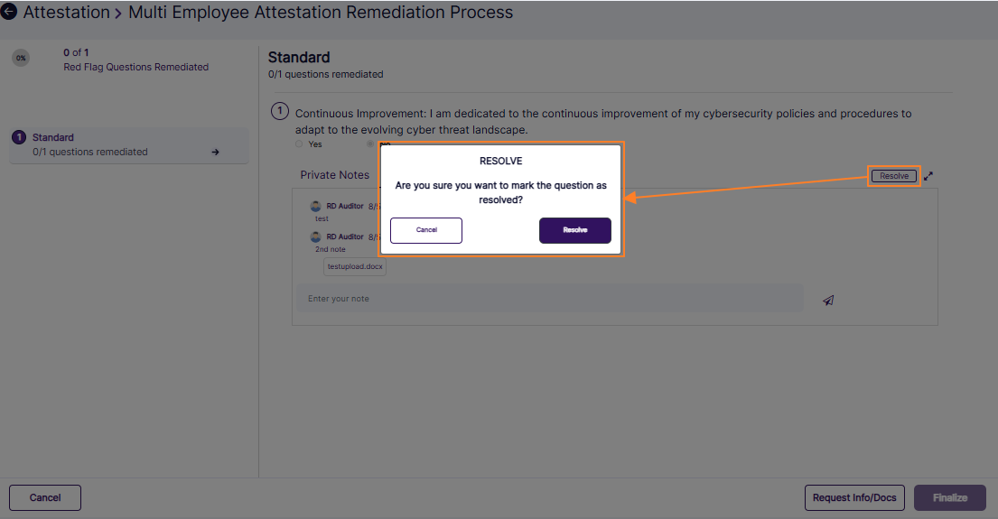 Resolving flagged response