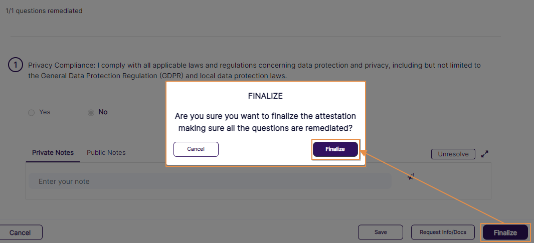 Finalizing attestation