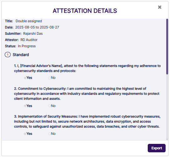 ATTESTATION DETAILS modal window partial view