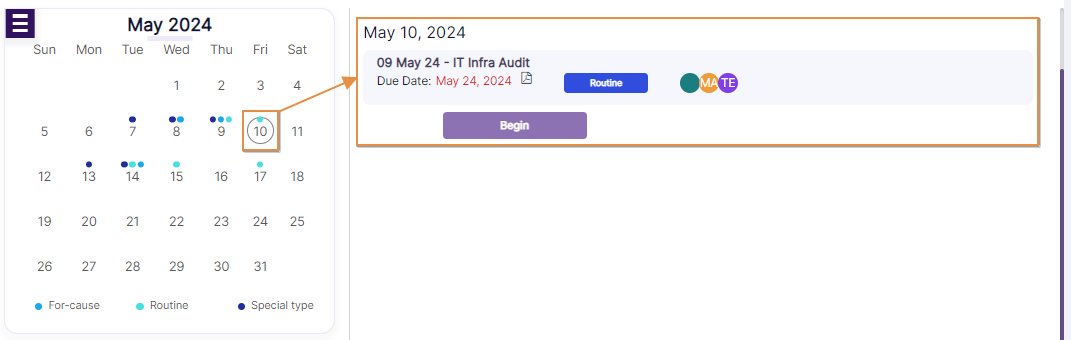 New Audit displayed on the Audits page