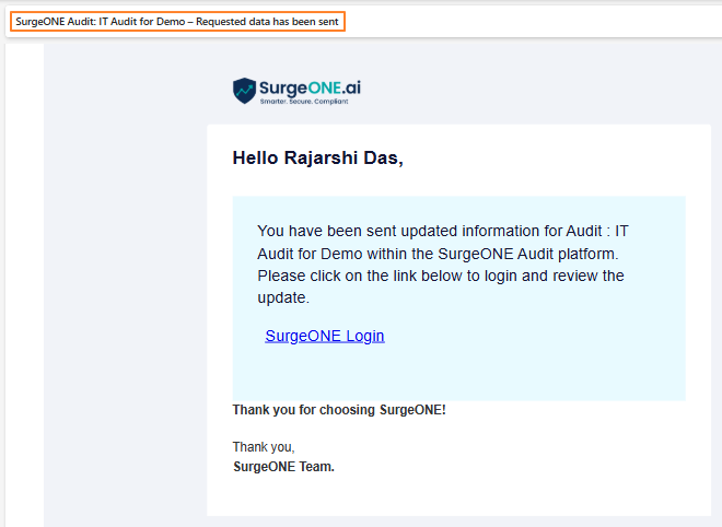 View of received email