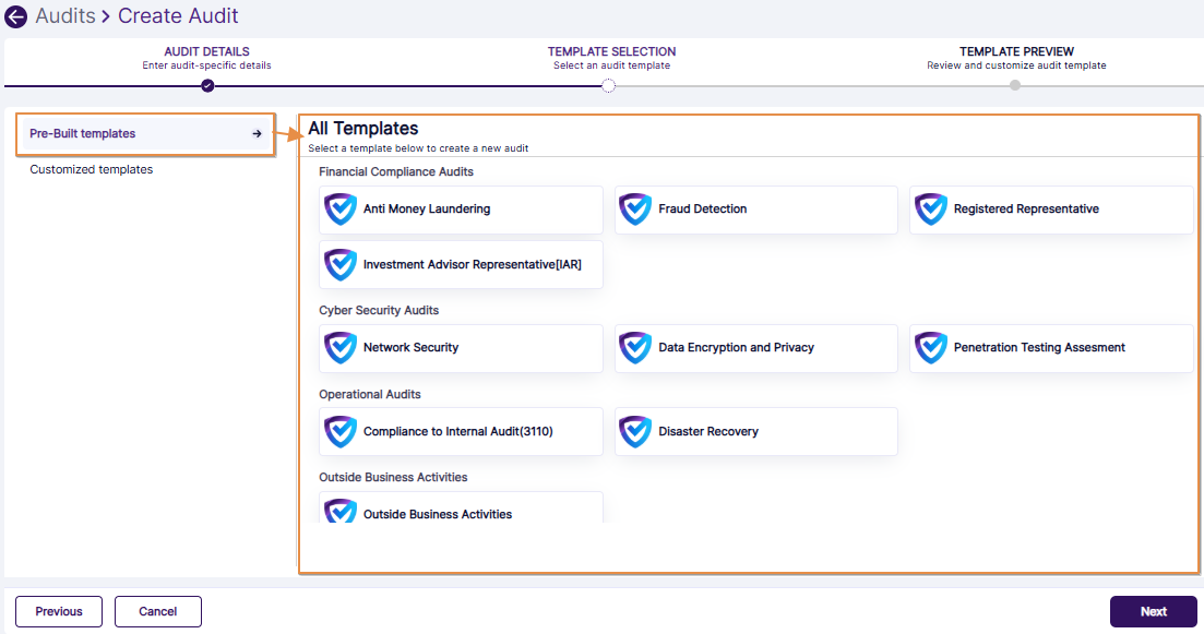 Available Audit Templates