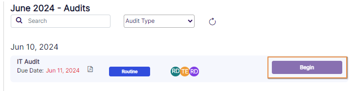 Audit Call to Action button view