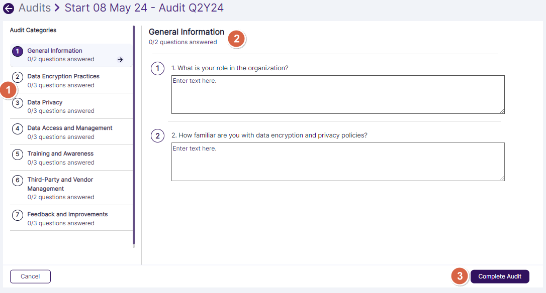 Audit questionnaires
