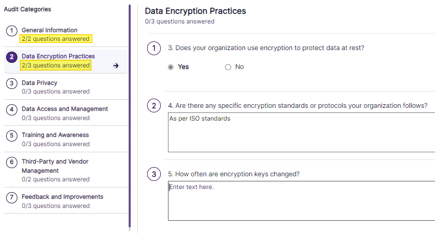 Number of questions answered