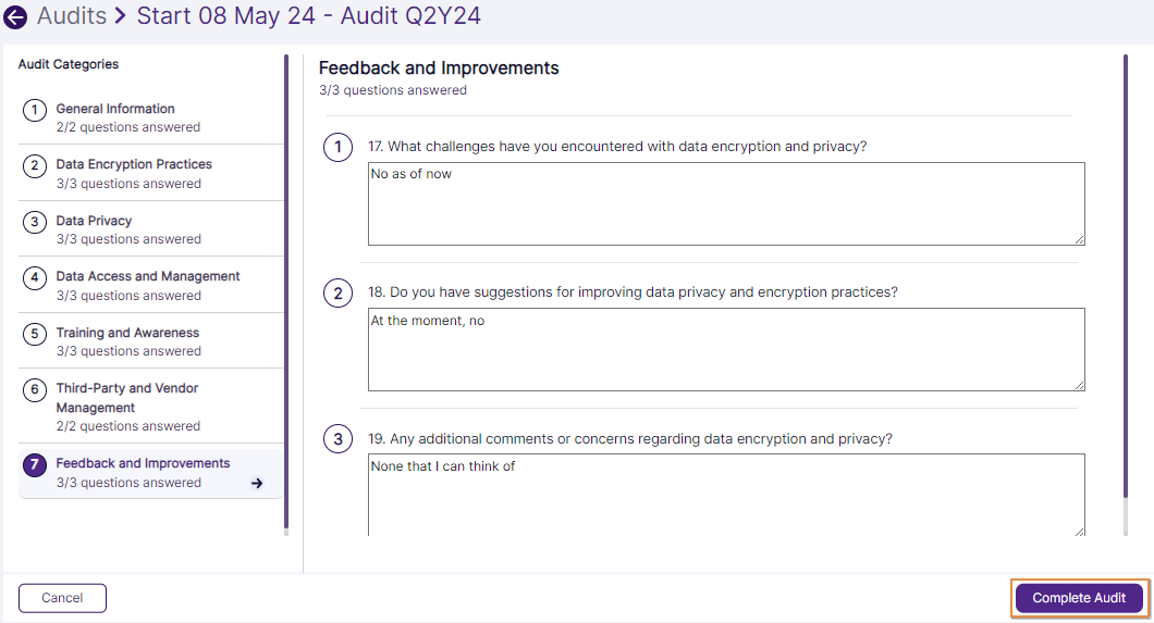 Complete Audit button