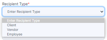 Recipient Type dropdown