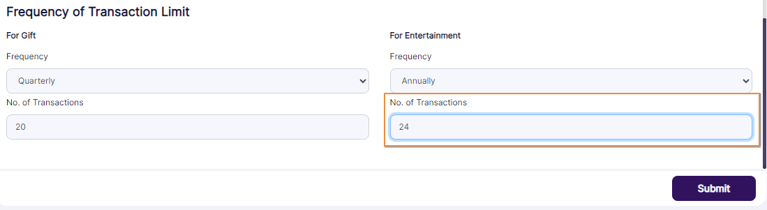 No. of Transactions field under the For Entertainment label