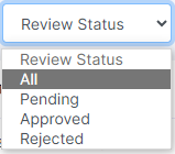 Review Status dropdown options to set filter