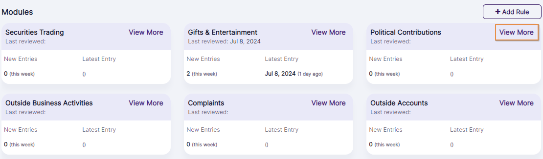 View More option of the Political Contributions module