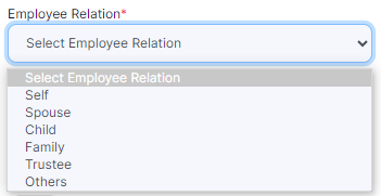 Employee Relation dropdown