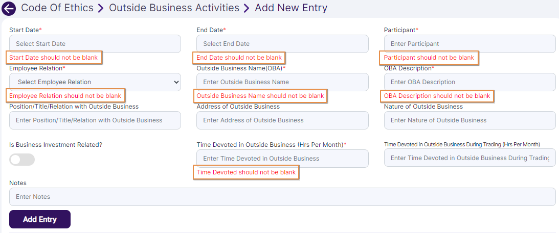 Field validation tooltips