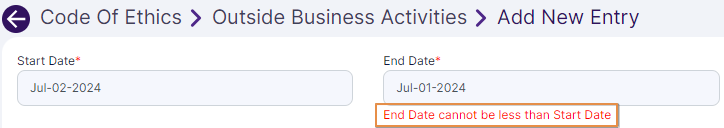 Date validation tooltip