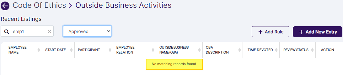 No search results found