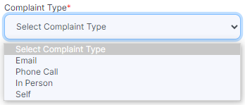 Complaint Type dropdown