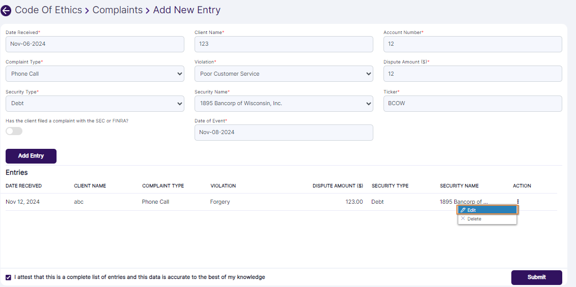 Edit context menu option