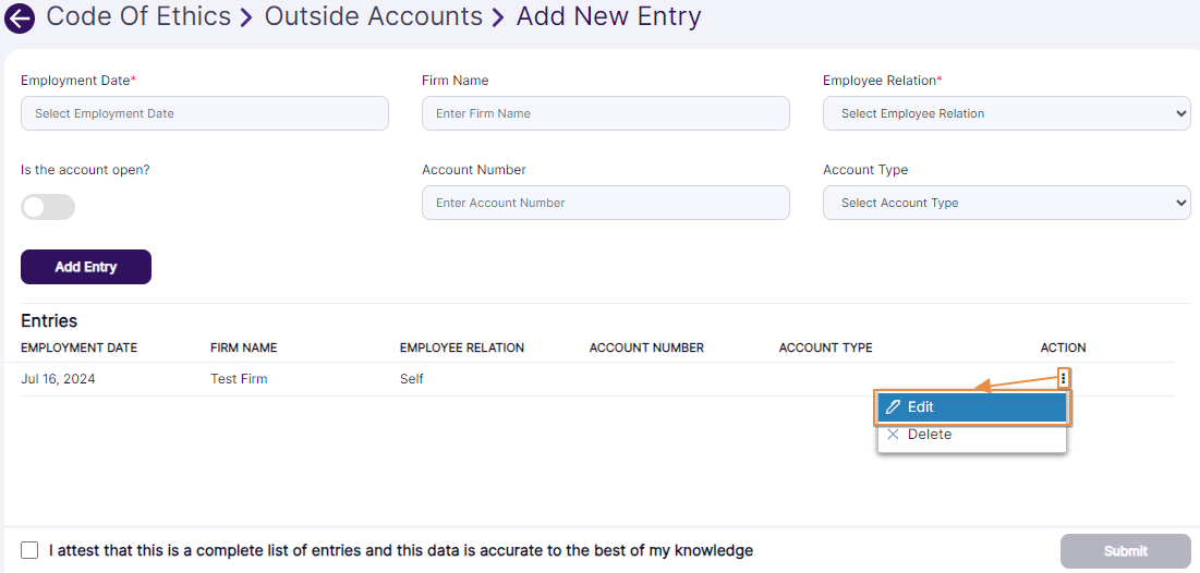 Edit context menu option