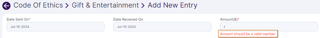 Amount($) field validation