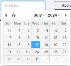 Start Date field to set filter
