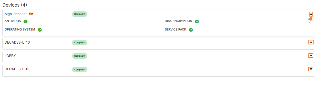 Expanding the collapsed details of a device