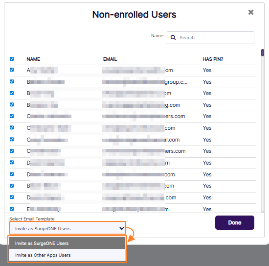 Selecting email template