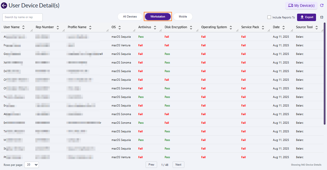 Workstation tab view showing sample records