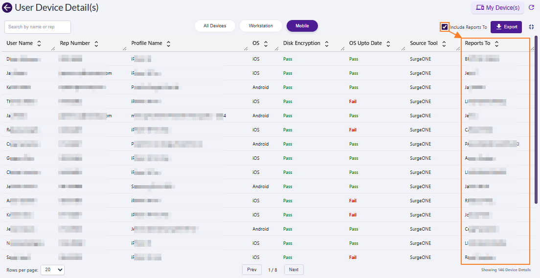 Reports To column visibility in expanded grid view
