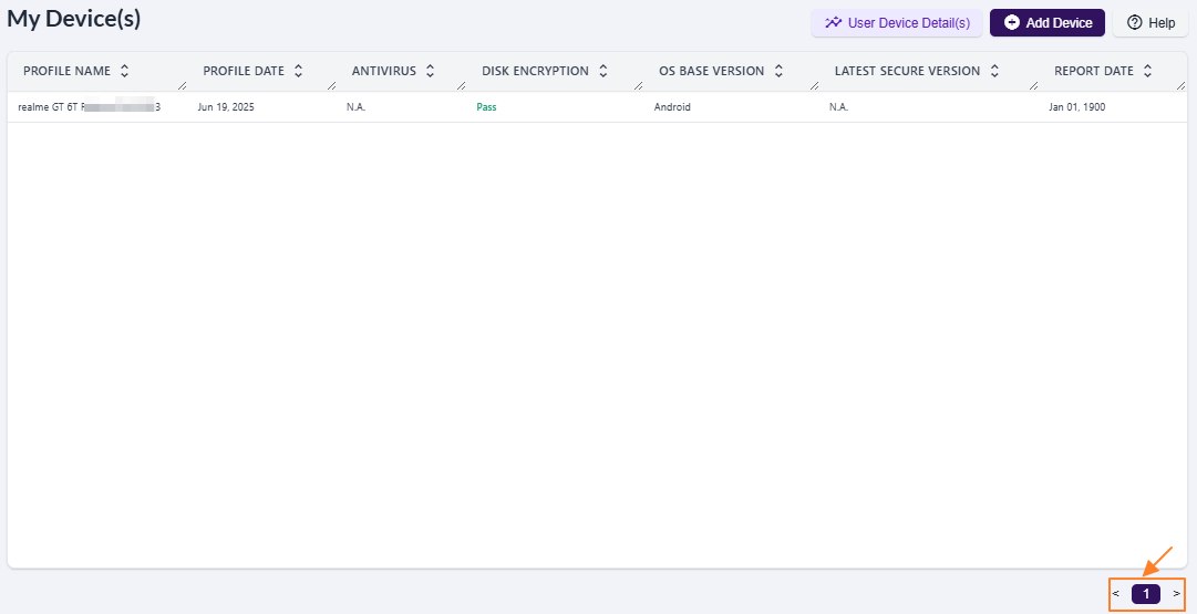 My Device(s) navigation options