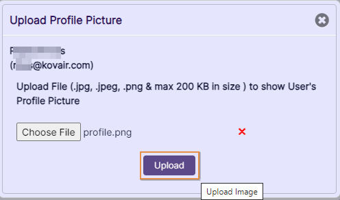 Upload button to set profile picture