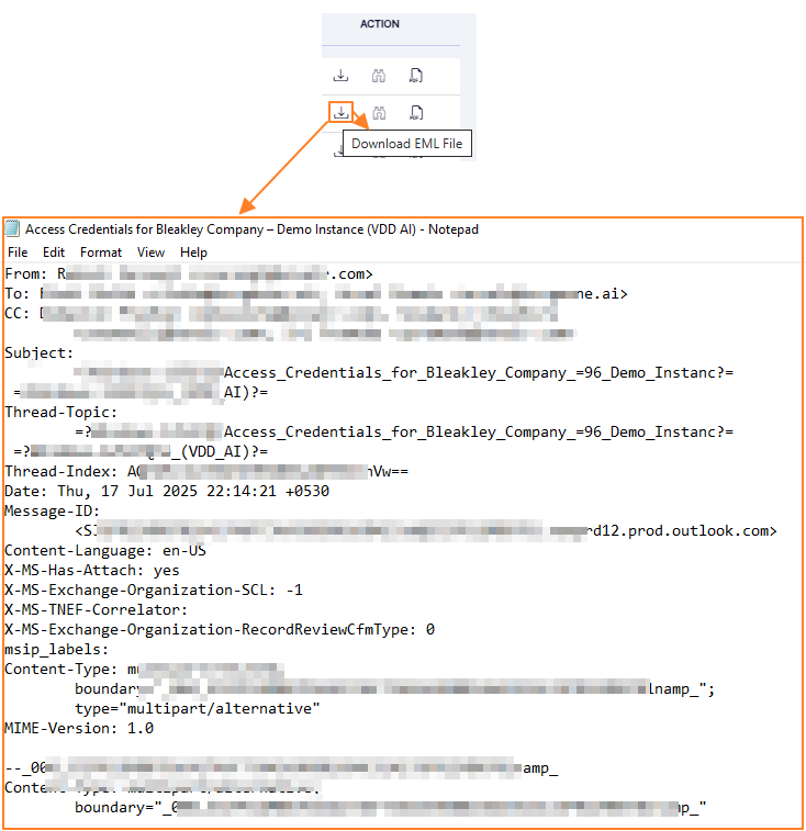 Downloading a local copy of the .eml file