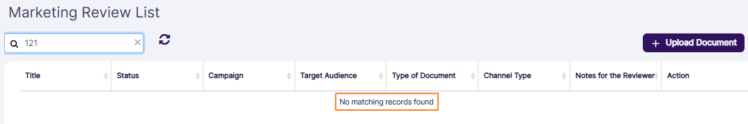 No matching records found