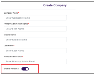 Create Company Vendor AI slider enabled