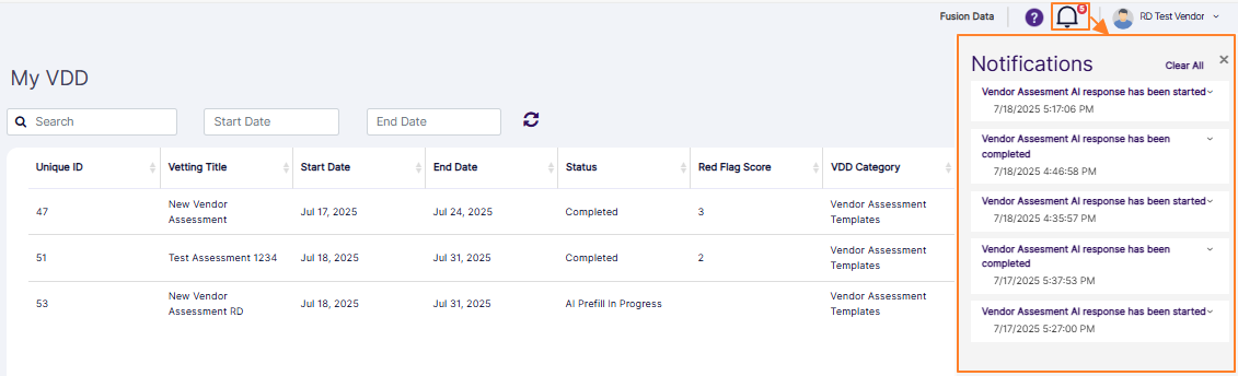 Expanded notification panel