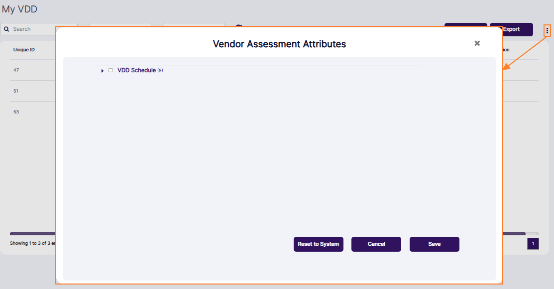 Customizing the applicable columns