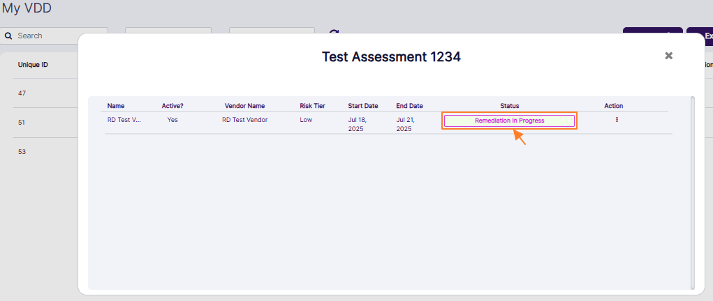 Remediation In Progres button