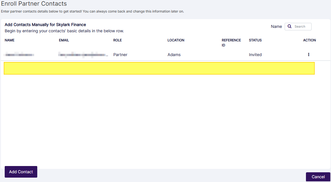 Partner Contact account removed