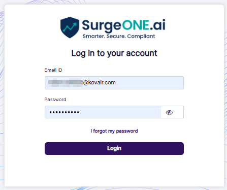 Entering own credentials in the login page to proceed to the MFA code input page when MFA is enabled