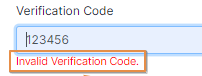 Validation employed on the Verification Code field