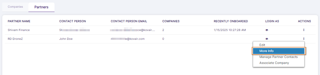 More Info menu option